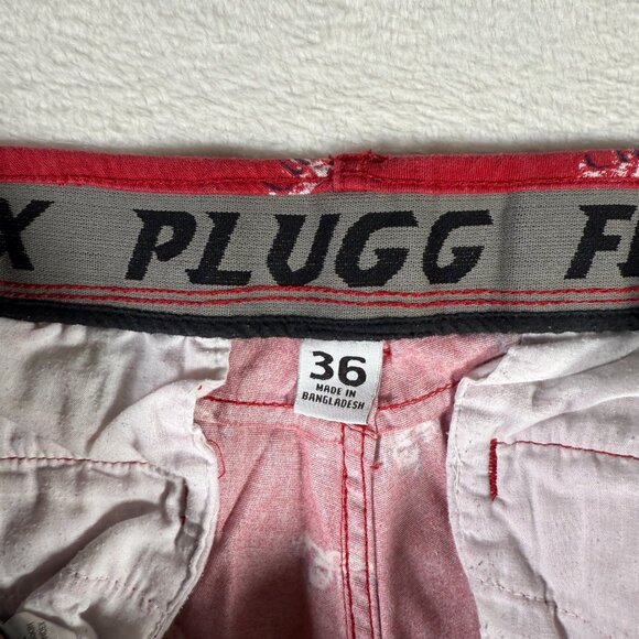 Plugg Flex Shorts Size 36 In Red With Kangaroo All over Print Chino - Picture 3 of 8